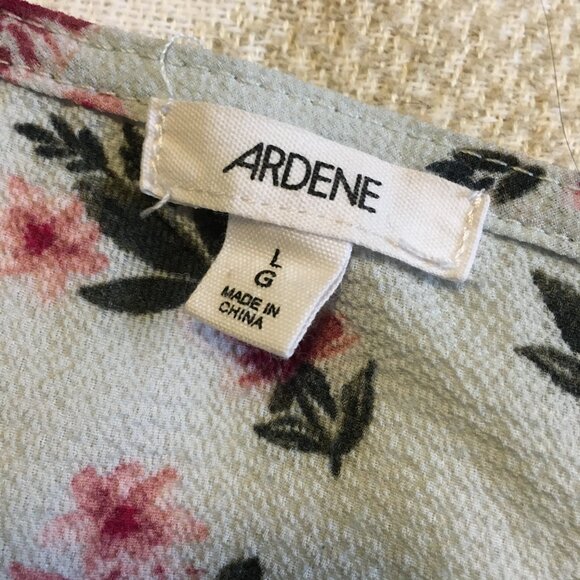 Grey Ditzy Floral Boxy Rolled Cuff Zipper Collar Crepey Top - Picture 9 of 15